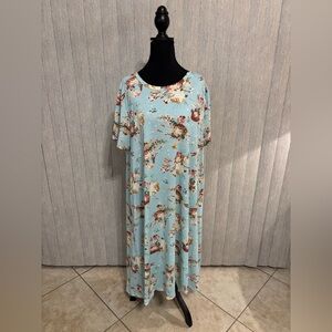 3XL LuLaRoe Carly Hi Low Dress Blue Pink Floral